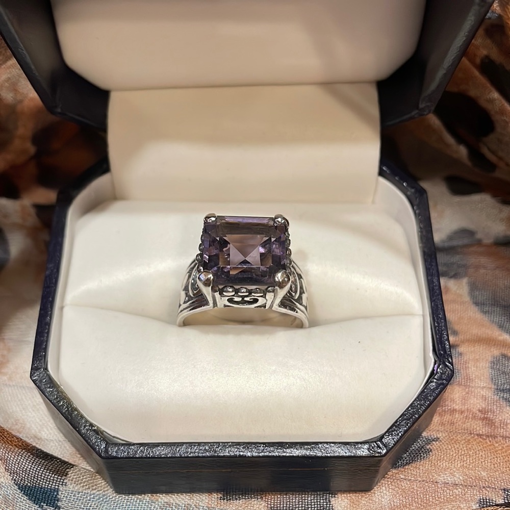 Amethyst color sterling silver ring